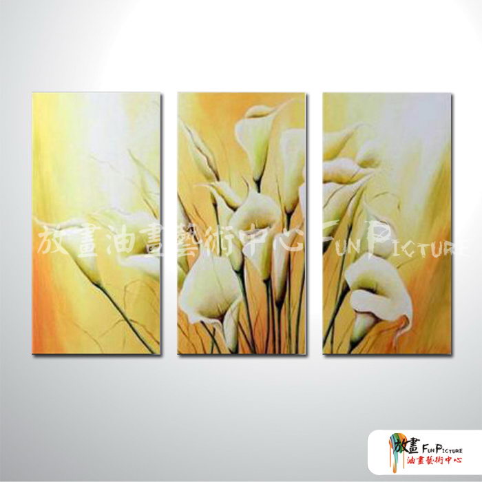 3拼花卉B19 純手繪 油畫 直幅*3 黃橙 暖色系 藝術品 裝飾 畫飾 無框畫 民宿 餐廳 室內設計