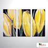 3拼花卉B20 純手繪 油畫 直幅*3 黃綠 暖色系 藝術品 裝飾 畫飾 無框畫 民宿 餐廳 室內設計