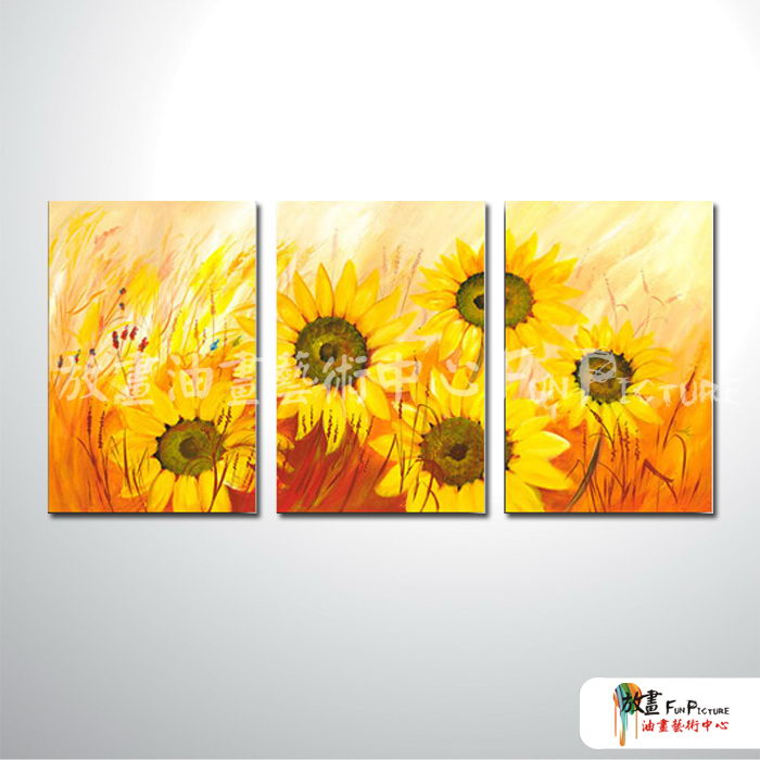 3拼花卉B23 純手繪 油畫 直幅*3 黃橙 暖色系 藝術品 裝飾 畫飾 無框畫 民宿 餐廳 室內設計