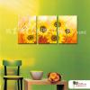 3拼花卉B23 純手繪 油畫 直幅*3 黃橙 暖色系 藝術品 裝飾 畫飾 無框畫 民宿 餐廳 室內設計