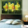 3拼花卉B26 純手繪 油畫 直幅*3 黃綠 暖色系 藝術品 裝飾 畫飾 無框畫 民宿 餐廳 室內設計