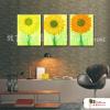 3拼花卉B37 純手繪 油畫 直幅*3 黃綠 暖色系 藝術品 裝飾 畫飾 無框畫 民宿 餐廳 室內設計