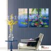 3拼花卉B50 純手繪 油畫 直幅*3 藍綠 冷色系 藝術品 裝飾 畫飾 無框畫 民宿 餐廳 裝潢 室內設計