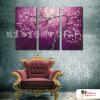 3拼花卉B62 純手繪 油畫 直幅*3 紫色 冷色系 藝術品 裝飾 畫飾 無框畫 民宿 餐廳 室內設計