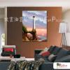 燈塔30 純手繪 油畫 直幅 紅褐 暖色系 浪漫 沙灘 海灣 海浪 夕陽 裝潢 室內設計 客廳掛畫