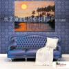 海景A02 純手繪 油畫 橫幅 灰藍 中性色系 浪漫 沙灘 海灣 海浪 夕陽 裝潢 室內設計 客廳掛畫