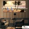 海景A05 純手繪 油畫 橫幅 褐綠 暖色系 浪漫 沙灘 海灣 海浪 夕陽 裝潢 室內設計 客廳掛畫