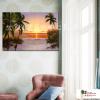 海景A12 純手繪 油畫 橫幅 橙藍 暖色系 浪漫 沙灘 海灣 海浪 夕陽 裝潢 室內設計 客廳掛畫