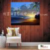 海景A14 純手繪 油畫 橫幅 橙藍 中性色系 浪漫 沙灘 海灣 海浪 夕陽 裝潢 室內設計 客廳掛畫