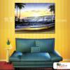 浪景A15 純手繪 油畫 橫幅 藍灰 中性色系 浪漫 沙灘 海灣 海浪 夕陽 裝潢 室內設計 客廳掛畫