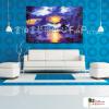 浪景A19 純手繪 油畫 橫幅 藍底 冷色系 浪漫 沙灘 海灣 海浪 夕陽 裝潢 室內設計 客廳掛畫