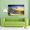 海景A20 純手繪 油畫 橫幅 橙藍 中性色系 浪漫 沙灘 海灣 海浪 夕陽 裝潢 室內設計 客廳掛畫