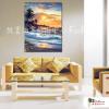 浪景A21 純手繪 油畫 直幅 橙藍 中性色系 浪漫 沙灘 海灣 海浪 夕陽 裝潢 室內設計 客廳掛畫