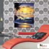 浪景A25 純手繪 油畫 直幅 橙藍 中性色系 浪漫 沙灘 海灣 海浪 夕陽 裝潢 室內設計 客廳掛畫