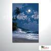 浪景A38 純手繪 油畫 直幅 藍底 冷色系 浪漫 沙灘 海灣 海浪 夕陽 裝潢 室內設計 客廳掛畫