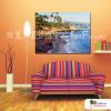 海景A45 純手繪 油畫 橫幅 褐藍 中性色系 浪漫 沙灘 海灣 海浪 夕陽 裝潢 室內設計 客廳掛畫