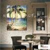 海景A48 純手繪 油畫 直幅 褐綠 中性色系 浪漫 沙灘 海灣 海浪 夕陽 裝潢 室內設計 客廳掛畫