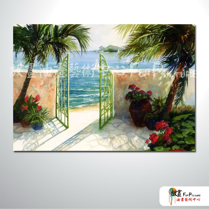 海景A49  純手繪 油畫 橫幅 褐綠 中性色系 浪漫 沙灘 海灣 海浪 夕陽 裝潢 室內設計 客廳掛畫