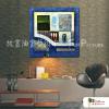 純抽象41 純手繪 油畫 方形 藍綠 冷色系 藝術畫 裝飾 無框畫 裝潢 室內設計 客廳掛畫