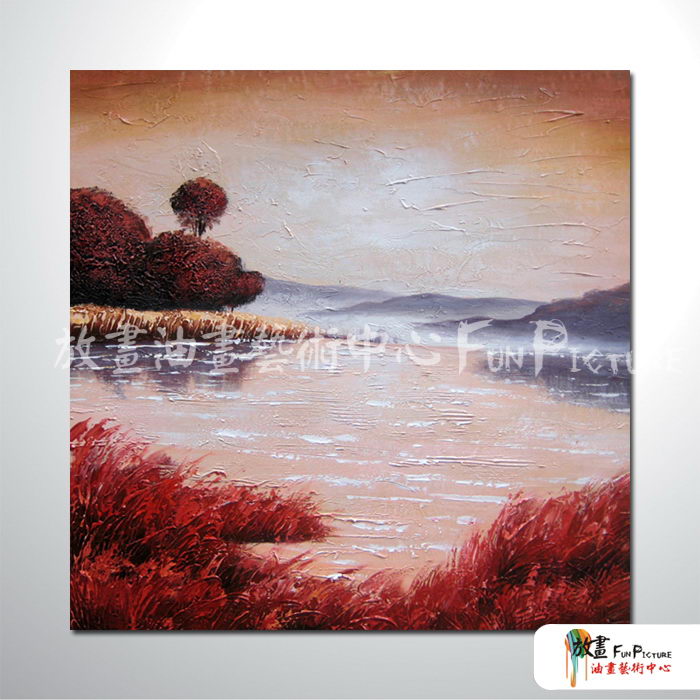 裝飾風景A20 純手繪 油畫 方形 紅褐 暖色系 藝術畫 裝飾 無框畫 裝潢 室內設計 客廳掛畫