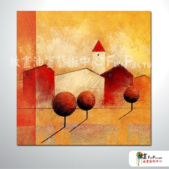 純抽象方129 純手繪 油畫 方形 紅橙 暖色系 藝術畫 裝飾 無框畫 裝潢 室內設計 客廳掛畫