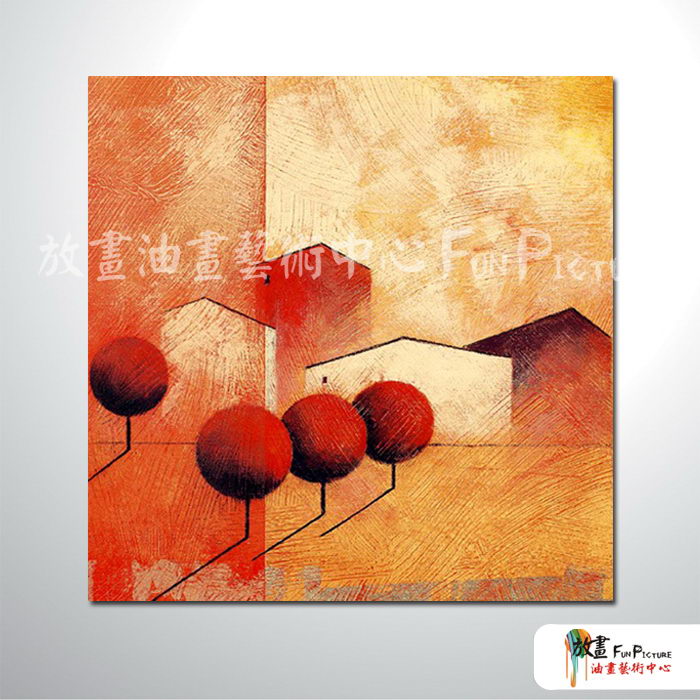 純抽象方130 純手繪 油畫 方形 紅橙 暖色系 藝術畫 裝飾 無框畫 裝潢 室內設計 客廳掛畫