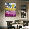 薰衣草田154 純手繪 油畫 直幅 黃紫 中性色系 藝術畫 裝飾 無框畫 裝潢 室內設計 客廳掛畫
