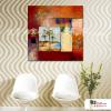 純抽象方119 純手繪 油畫 方形 橙底 暖色系 藝術畫 裝飾 畫飾 無框畫 裝潢 室內設計 居家佈置