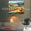 花田葡萄園36 純手繪 油畫 橫幅 黃褐 暖色系 無框畫 花海 民宿 餐廳 裝潢 室內設計 居家佈置
