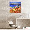 花田葡萄園154 純手繪 油畫 方形 紅黃 暖色系 無框畫 花海 民宿 餐廳 裝潢 室內設計 居家佈置