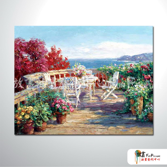 田園花園景34 純手繪 油畫 橫幅 紅褐 暖色系 無框畫 民宿 餐廳 裝潢 室內設計 居家佈置