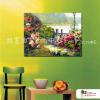 田園花園景40 純手繪 油畫 橫幅 黃綠 中性色系 無框畫 民宿 餐廳 裝潢 室內設計 居家佈置