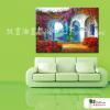 田園花園景102 純手繪 油畫 橫幅 紅黃 暖色系 無框畫 精選 餐廳 裝潢 室內設計 居家佈置