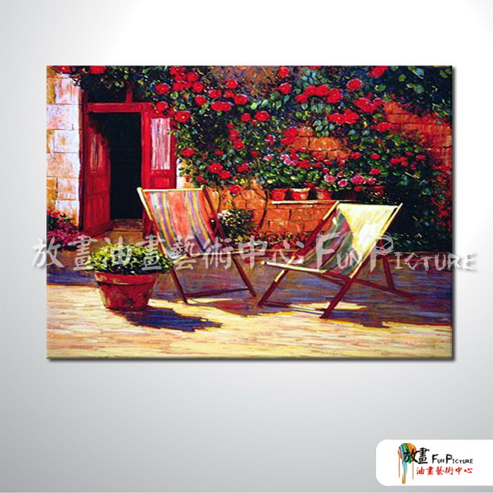 田園花園景115 純手繪 油畫 橫幅 紅橙 暖色系 無框畫 民宿 餐廳 裝潢 室內設計 居家佈置