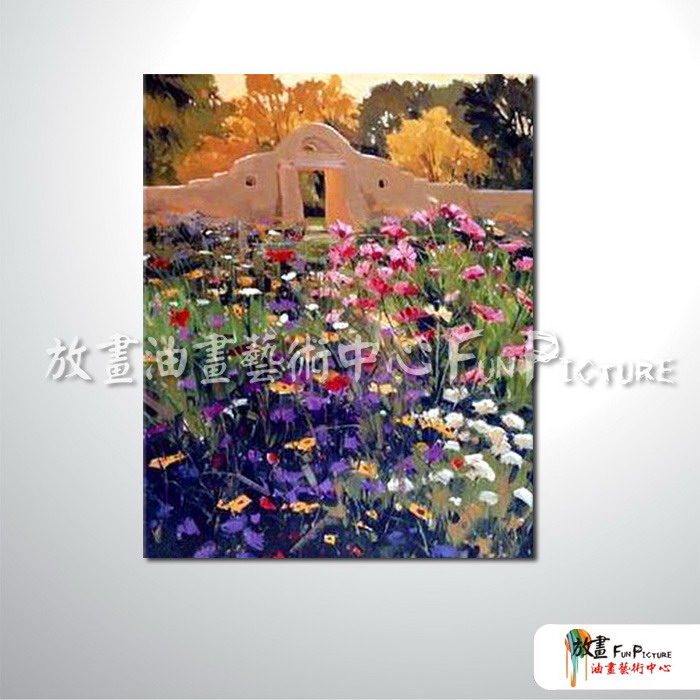 田園花園景137 純手繪 油畫 直幅 紅紫 暖色系 無框畫 民宿 餐廳 裝潢 室內設計 居家佈置