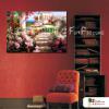 田園花園景157 純手繪 油畫 橫幅 粉紅 暖色系 無框畫 民宿 餐廳 裝潢 室內設計 居家佈置
