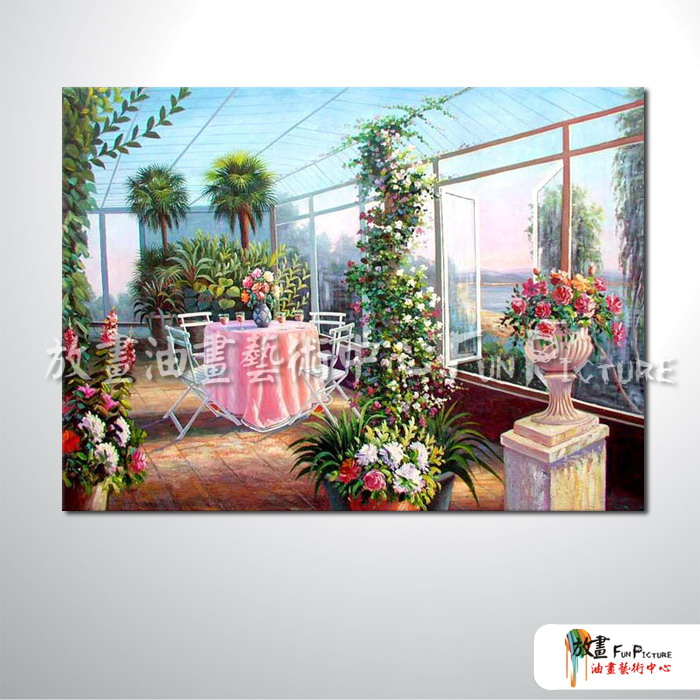 田園花園景183 純手繪 油畫 橫幅 多彩 暖色系 無框畫 民宿 餐廳 裝潢 室內設計 居家佈置