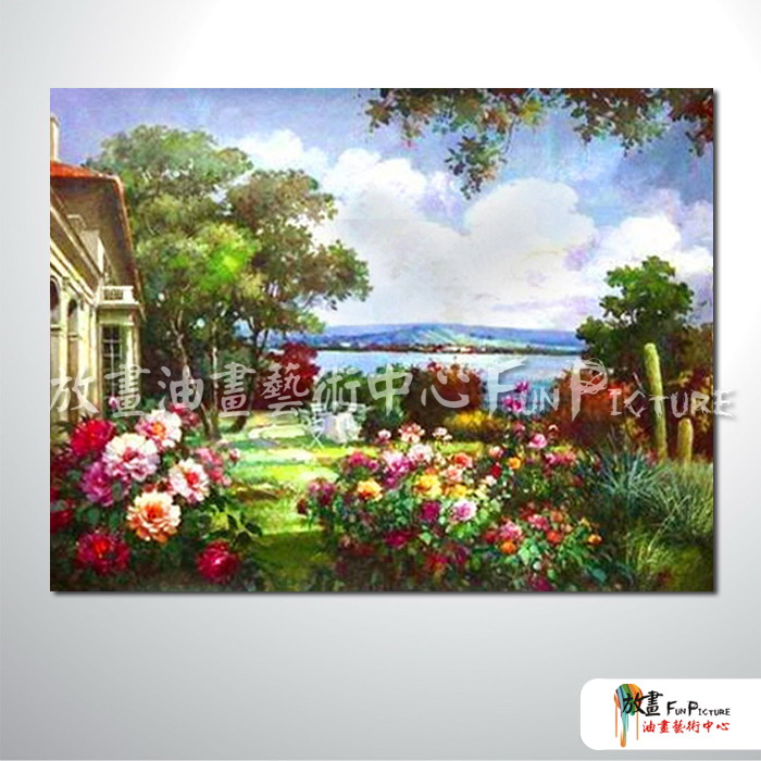 田園花園景184 純手繪 油畫 橫幅 多彩 暖色系 無框畫 民宿 餐廳 裝潢 室內設計 居家佈置