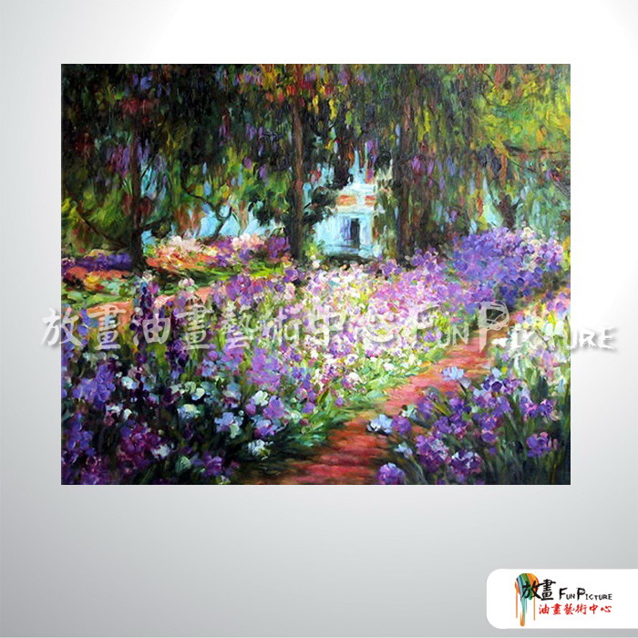 田園花園景189 純手繪 油畫 橫幅 紫綠 冷色系 無框畫 民宿 餐廳 裝潢 室內設計 居家佈置