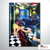 酒吧女郎A08 純手繪 油畫 直幅 藍綠 冷色系 摩鐵 Motel PUB 民宿 餐廳 裝飾 裝潢 室內設計