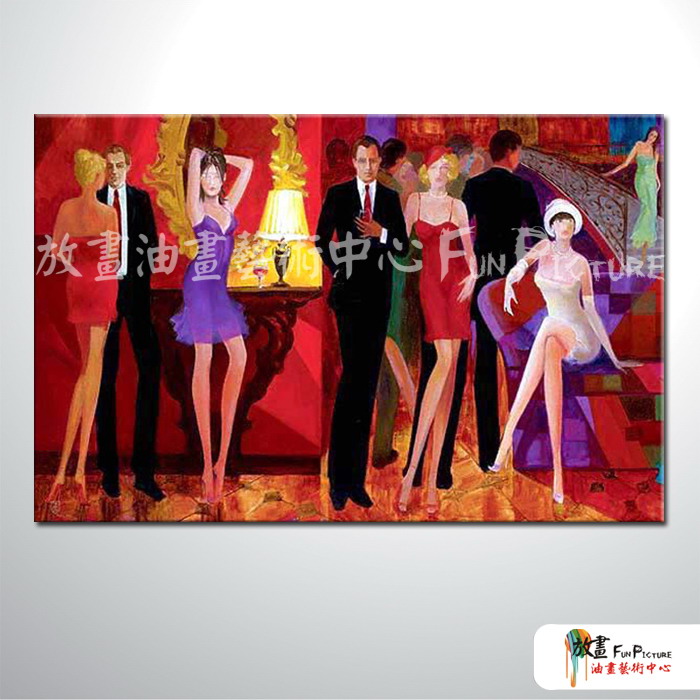 酒吧女郎A25 純手繪 油畫 橫幅 紅底 暖色系 摩鐵 Motel PUB 民宿 餐廳 裝飾 裝潢 室內設計