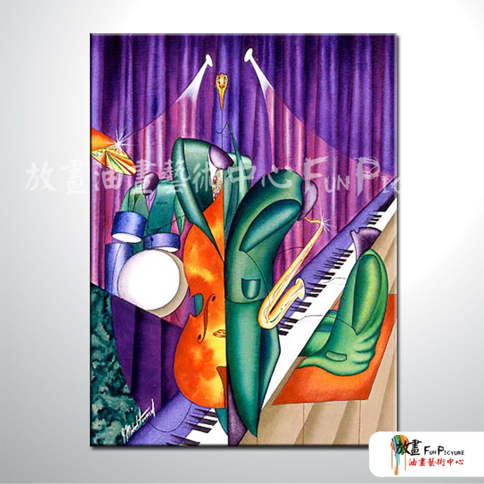 音樂舞蹈人物12 純手繪 油畫 直幅 紫綠 冷色系 Motel 酒店 PUB 民宿 餐廳 無框畫 室內設計
