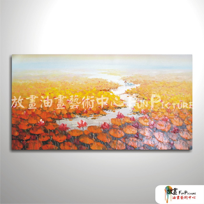 荷塘之秋1 純手繪 油畫 橫幅 黃橙 暖色系 藝術品 裝飾 無框畫 裝潢 室內設計 實拍影片
