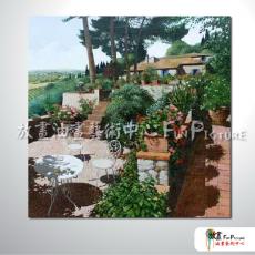 田園花園景215 純手繪 油畫 方形 褐綠 中性色系 畫飾 無框畫 民宿 餐廳 室內設計 居家佈置