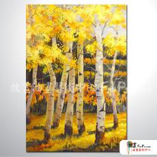樹林景06 純手繪 油畫 直幅 黃色 暖色系 山水 藝術畫 風水 民宿 餐廳 裝潢 室內設計 辦公室