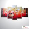 5拼海芋瓶藝花 純手繪 油畫 直幅*5 紅橙 暖色系 精選 造型 無框畫 民宿 餐廳 室內設計