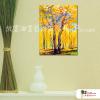 樹林景05 純手繪 油畫 直幅 黃色 暖色系 山水 藝術畫 風水 民宿 餐廳 裝潢 室內設計 辦公室