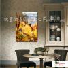 樹林景62 純手繪 油畫 直幅 黃褐 暖色系 山水 藝術畫 風水 民宿 餐廳 裝潢 室內設計 辦公室