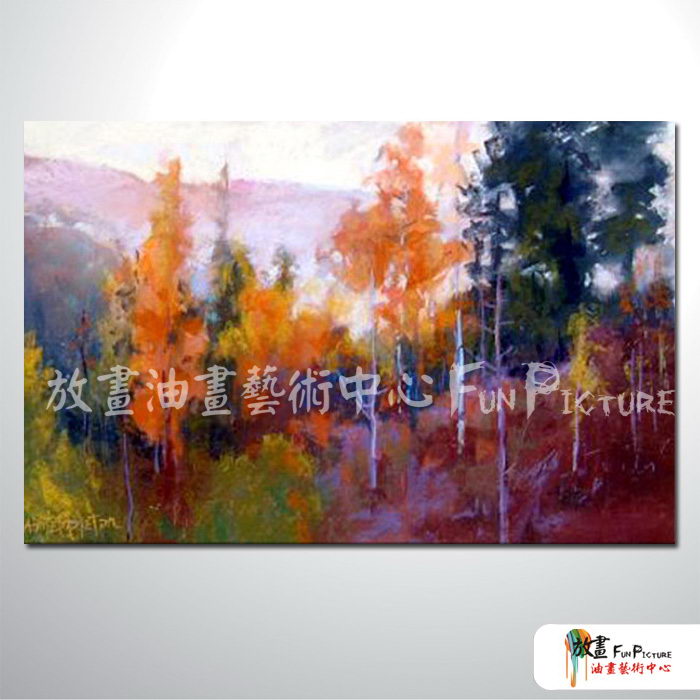 樹林景124 純手繪 油畫 橫幅 紅橙 暖色系 山水 藝術畫 風水 民宿 餐廳 裝潢 室內設計 辦公室