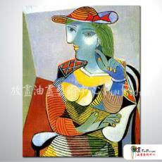 Picasso18 臨摹畢卡索名畫 油畫 直幅 藍綠 冷色系 飯店 民宿 餐廳 裝飾 無框畫 裝潢 室內設計